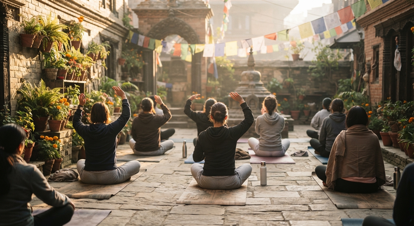 Morning mindfulness and yoga session